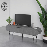 ТВ-тумба серая с 2-мя откидными дверцами и 2-мя открытыми полками CAPSULE TV STAND RETRO GREY варинант исполнения - 3 | Loft Concept в Воронеже