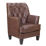 Кресло из натуральной кожи c мягкими подлокотниками на 4-х деревянных ножках из массива бука Joseph Armchair brown варинант исполнения - 1 | Loft Concept в Воронеже