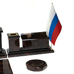 Настольный письменный набор с часами из природного камня обсидиана  Gift for Manager варинант исполнения - 5 | Loft Concept в Воронеже