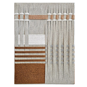 Панно из шнура Бежевая геометрическая абстракция wall panel line beige 
