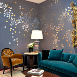 Обои ручная роспись Gingko Colourway SC-98 on Gun Metal dyed silk варинант исполнения - 1 | Loft Concept в Воронеже