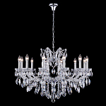 Люстра подвесная с 12-ю лампочками и прозрачными хрустальными подвесками на хромированном основании Crystal lamps варинант исполнения - 2 | Loft Concept в Воронеже