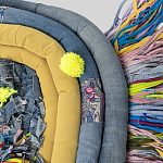 Ковер разноцветный из джинсовой одежды и армейских палаток Upcycling варинант исполнения - 4 | Loft Concept в Воронеже