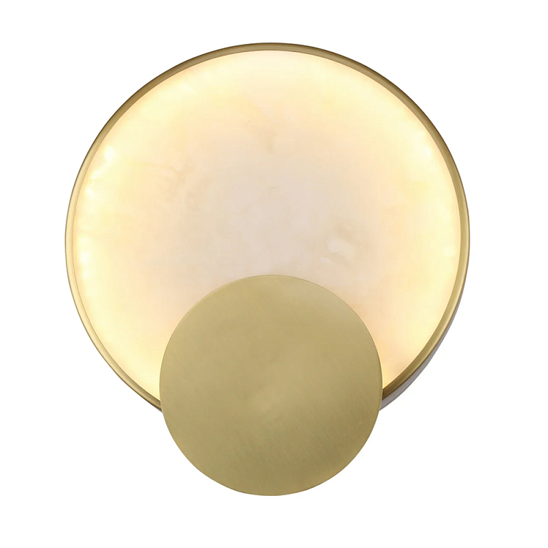 Бра в форме диска из бежевого алебастра Cryptocrystalline Stone Латунь Бежевый в Воронеже | Loft Concept 