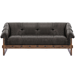 Трехместный диван Duncan винтажная черная кожа варинант исполнения - 1 | Loft Concept в Воронеже