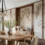 Обои с вышивкой ручной работы Deco Wisteria ﻿Midas colourway on Liso Pearl wool sateen варинант исполнения - 2 | Loft Concept в Воронеже