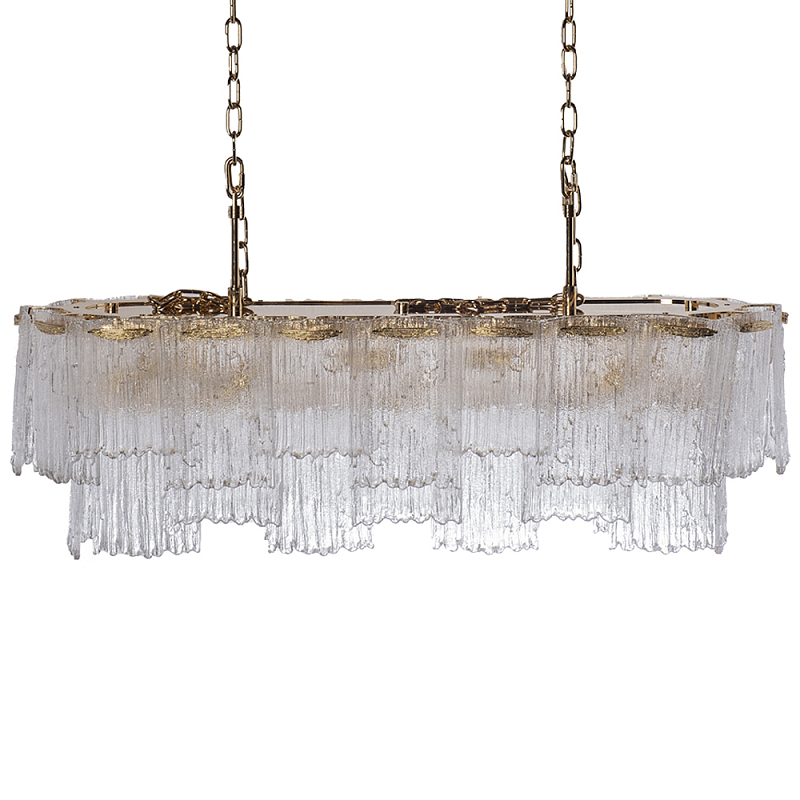 Люстра подвесная прямоугольная из рифленого стекла Fluted Glass Chandelier Золотой Прозрачный в Воронеже | Loft Concept 