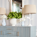 Настольная лампа с белым каркасом и тканевым абажуром Natural Stems варинант исполнения - 3 | Loft Concept в Воронеже