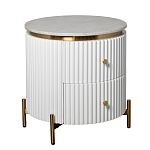 Тумбочка белая круглая с мраморной столешницей Thoroughbass варинант исполнения - 4 | Loft Concept в Воронеже