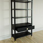 Стеллаж Elsa Dreams Black со стеклянными полками и ящиком варинант исполнения - 3 | Loft Concept в Воронеже