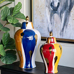 Ваза с крышкой и мазками синего и золого цвета на белом фоне Chinoiserie Ceramics варинант исполнения - 5 | Loft Concept в Воронеже