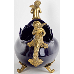 Чаша темно-синяя фарфоровая с бронзовыми ручками в виде ангелов Eden Garden варинант исполнения - 2 | Loft Concept в Воронеже