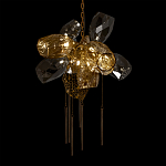 Люстра подвесная со стеклянными плафонами из дымчатого и золотистого с шестью вертикальными подвесками Gilded Mirage  варинант исполнения - 8 | Loft Concept в Воронеже