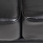 Диван кожаный двухместный на 4-х деревянных ножках из массива березы Logan Leather Seating black варинант исполнения - 4 | Loft Concept в Воронеже