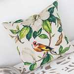 Декоративная подушка бежевая с изображением птица в саду Blooming Birds варинант исполнения - 3 | Loft Concept в Воронеже
