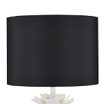 Настольная лампа с декором в виде белого цветка магнолии на каркасе и черным абажуром White Magnolia варинант исполнения - 2 | Loft Concept в Воронеже