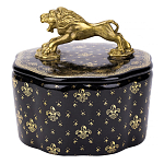 Шкатулка черного цвета с крышкой с фигуркой льва Eden Garden варинант исполнения - 1 | Loft Concept в Воронеже