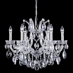 Люстра подвесная с 6-ю лампочками и прозрачными хрустальными подвесками на хромированном основании Crystal lamps варинант исполнения - 1 | Loft Concept в Воронеже