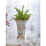 Ваза голубого цвета из фарфора с цветочным рисунком и бронзовой стрекозой Blue Garden варинант исполнения - 5 | Loft Concept в Воронеже