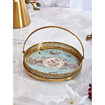 Блюдо круглое с ручкой и голубым фарфоровым дном с цветочным рисунком Blue Garden варинант исполнения - 3 | Loft Concept в Воронеже