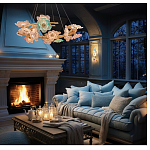 Люстра круглая на золотом каркасе с цветочным декором Miscellaneous herbs варинант исполнения - 6 | Loft Concept в Воронеже