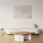 Дизайнерский журнальный стол с фигурной столешницей на белом основании Holarisex варинант исполнения - 2 | Loft Concept в Воронеже