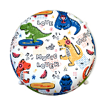 Пуф детский круглый с принтом на 4-х белых ножках Dinosaurs CHILDHOOD варинант исполнения - 2 | Loft Concept в Воронеже