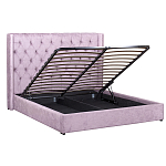 Кровать двуспальная фиолетовая с основанием из массива дерева с мягким изголовьем Velour Beds варинант исполнения - 2 | Loft Concept в Воронеже