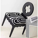 Дизайнерский стул с круглой деревянной спинкой Black and White Clover варинант исполнения - 6 | Loft Concept в Воронеже