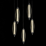 Люстра круглая каскадня с 5-ю плафонами из металлической сетки Mesh Lampshade Lighting варинант исполнения - 3 | Loft Concept в Воронеже