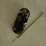 Подставка под благовония из эпоксидной смолы с цветами черная Epoxy Resin Flowers Incense Oval Stand Black варинант исполнения - 3 | Loft Concept в Воронеже