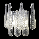 Бра с подвесками из рифленного стекла в форме капель на основании цвета хром Textured Glass варинант исполнения - 3 | Loft Concept в Воронеже