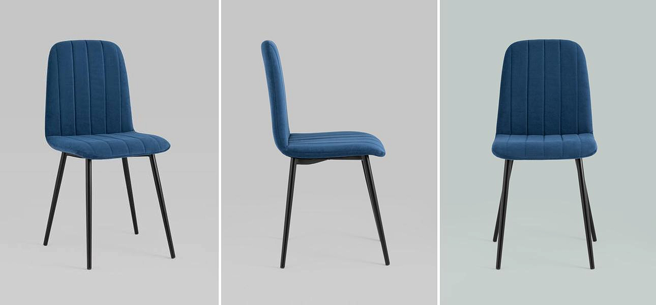 Стул Easy Chair Велюр Синий цвет Стул Easy Chair Велюр Синий цвет - Loft-Concept в Воронеже