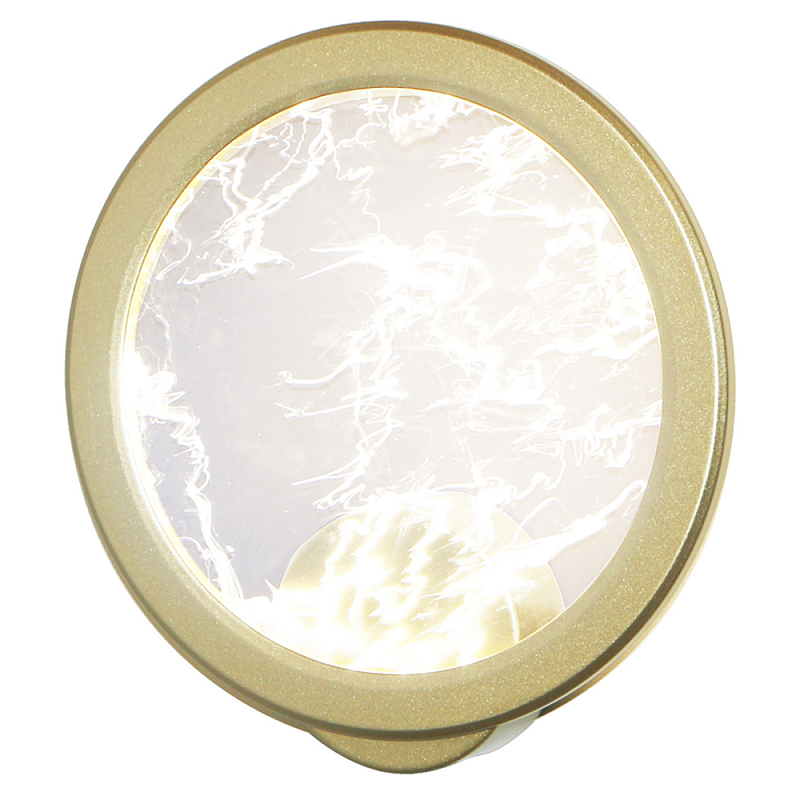 Светодиодное бра круглой формы с металлической рамой золотого цвета Marble Glow матовое золото Белый Светодиодное бра круглой формы с металлической рамой золотого цвета Marble Glow матовое золото Белый в Воронеже | Loft Concept