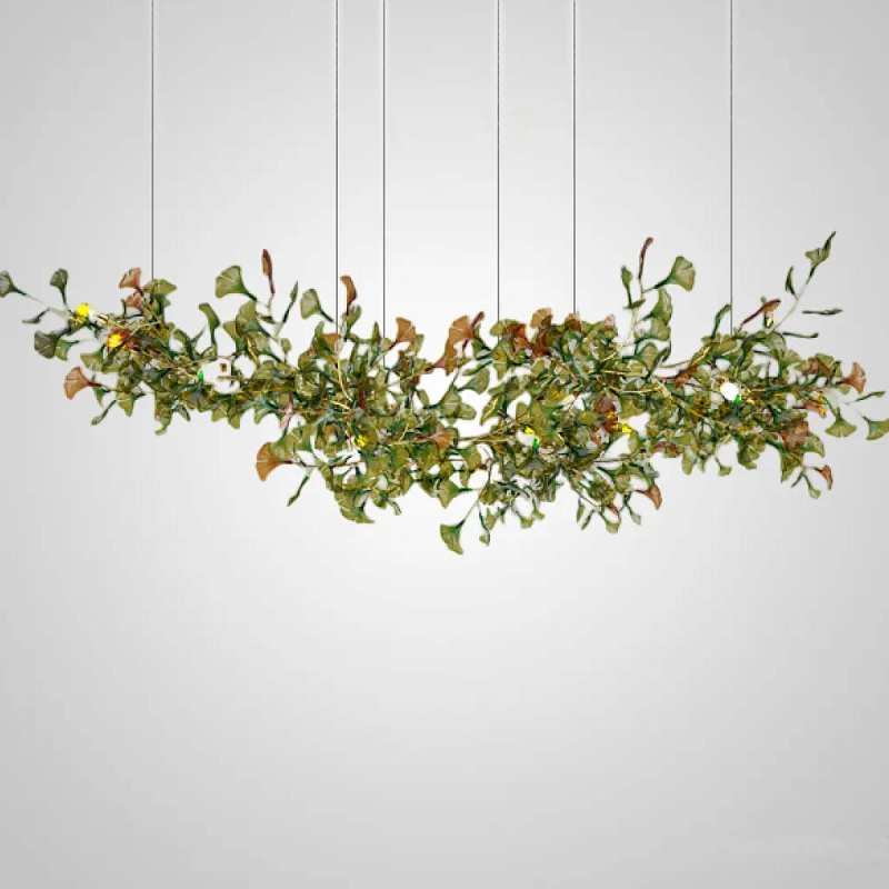 Люстра на ветвистом каркасе с листьями Horizontal Green Floral Chandelier L Зеленый Латунь Люстра на ветвистом каркасе с листьями Horizontal Green Floral Chandelier L Зеленый Латунь в Воронеже | Loft Concept