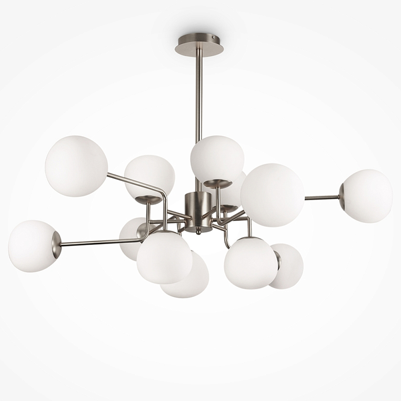 Люстра Tiepolo Ball Chandelier Nickel 12 Никель Белый в Воронеже | Loft Concept 