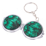 Зеркало брелок карманное двухстороннее из натурального камня Малахит Stone Mirrors варинант исполнения - 5 | Loft Concept в Воронеже