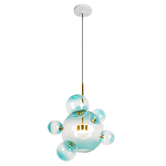 Подвесной светильник с прозрачными бирюзовыми стеклянными шарами и золотыми деталями Диаметр 46 Giopato & Coombes варинант исполнения - 1 | Loft Concept в Воронеже