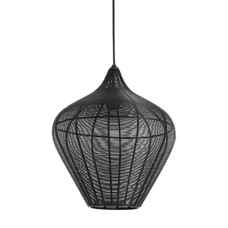 Подвесной светильник в форме купола с плетеным металлическим абажуром Wicker Iron Lamp Черный в Воронеже | Loft Concept 