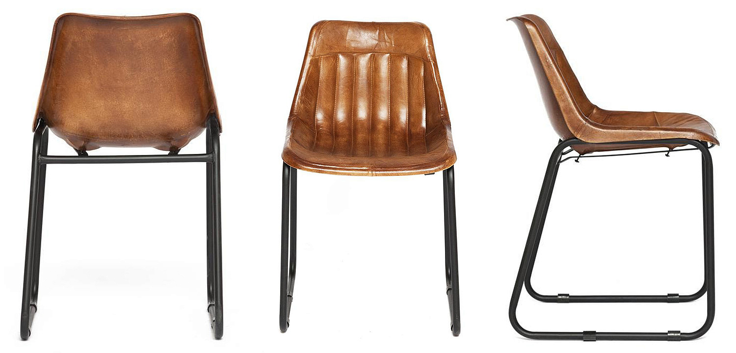 Стул из кожи буйвола Industrial leather dining chair - Loft-Concept в Воронеже