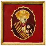 Картина в квадратной раме Chinoiserie Labrador Dog Red Portrait варинант исполнения - 1 | Loft Concept в Воронеже
