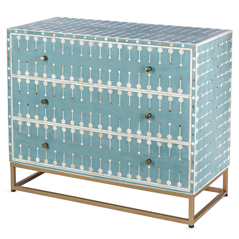 Комод голубой кость BONE INLAY 3 DRAWER ivory ( слоновая кость ) Голубой пастельный Бронза Комод голубой кость BONE INLAY 3 DRAWER ivory ( слоновая кость ) Голубой пастельный Бронза в Воронеже | Loft Concept