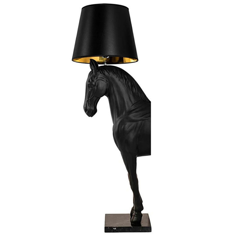 Horse Statue Floor Lamp Большой светильник Черная Лошадь Черный Золотой в Воронеже | Loft Concept 