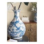 Ваза с мотивами цветущего сада с попугаями Blue Vase Inspired by Nature варинант исполнения - 6 | Loft Concept в Воронеже