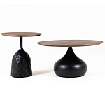 Столик журнальный с круглой деревянной столешницей на черном фактурном основании Bourgeon варинант исполнения - 3 | Loft Concept в Воронеже