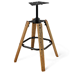 Барный стул со спинкой и металлической подставкой на 4-х деревянных ножках Зеленый Велюр Vendramin Chair варинант исполнения - 4 | Loft Concept в Воронеже