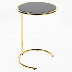 Приставной столик на золотистом основании с черной столешницей Noir варинант исполнения - 1 | Loft Concept в Воронеже