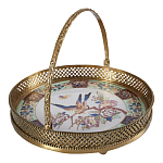 Блюдо фарфоровое с бронзовой ручкой Paradise Dish with Handle варинант исполнения - 1 | Loft Concept в Воронеже