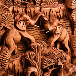 Панно из дерева пирамида из слонов Panel With Animals варинант исполнения - 2 | Loft Concept в Воронеже