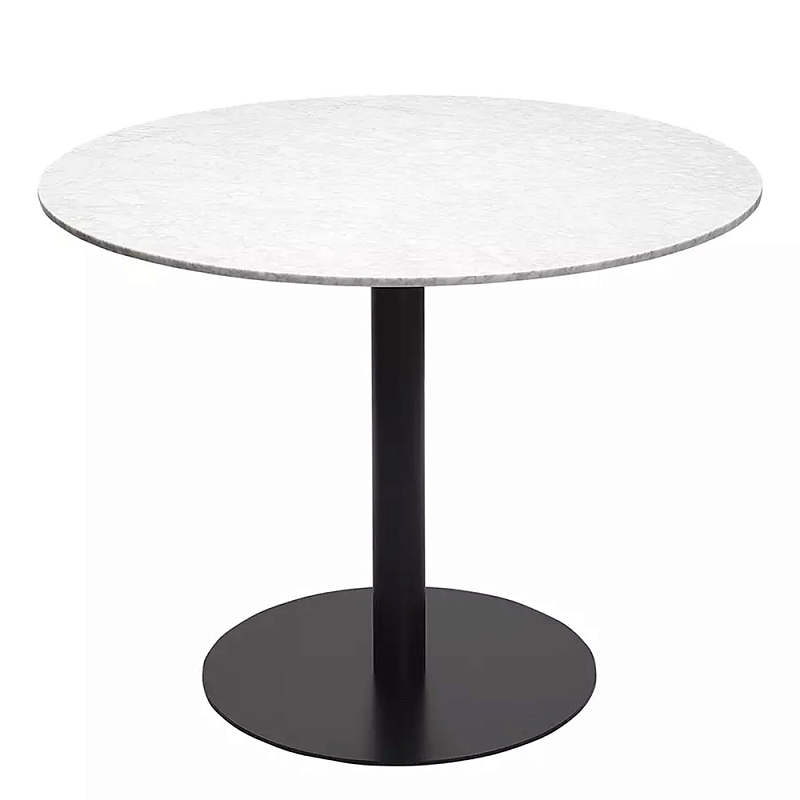 Круглый обеденный стол с белой мраморной столешницей White Tabletop on Black Base Белый Черный в Воронеже | Loft Concept 